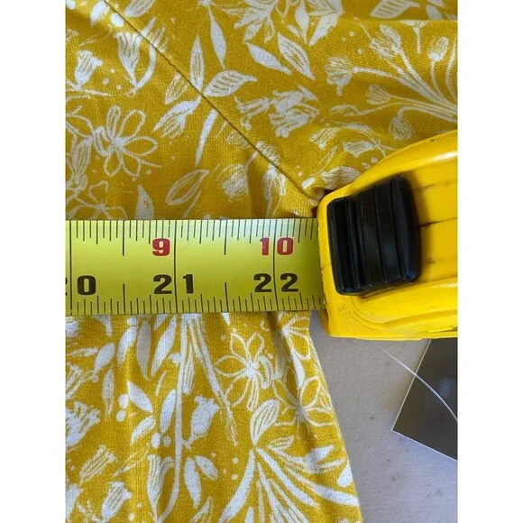 Style & Co XL Yellow Floral Bell Sleeve On Off Knit Top Dainty Ochre Rayon Blend - Picture 7 of 10